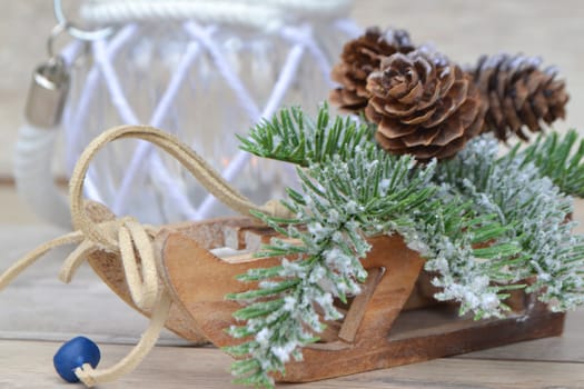 Wooden retro toys for Christmas decoration.