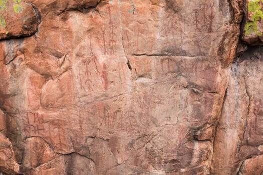 Prehistorical paintings at San Blas rock shelter, Sierra de San Pedro. Alburquerque, Badajoz, Extremadura, Spain