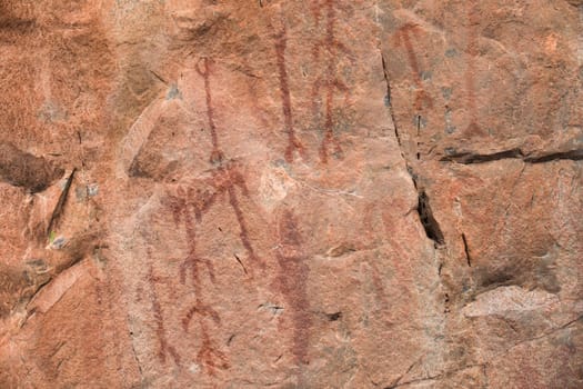 Prehistorical paintings at San Blas rock shelter, Sierra de San Pedro. Alburquerque, Badajoz, Extremadura, Spain