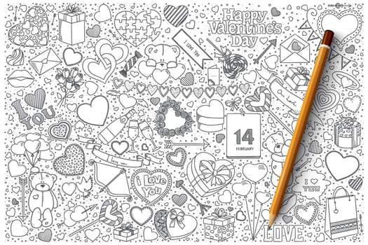 Hand drawn set of Valentine's day vector doodles