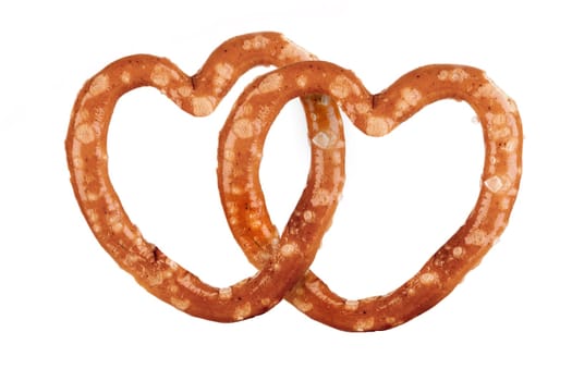 One pretzel food snack close up isolated on white background