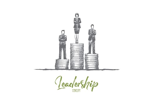Leadership concept. Hand drawn business team leader. Success and competition isolated vector illustration.