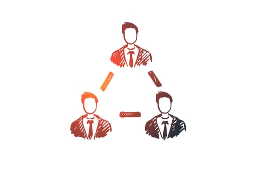 Teamwork, business, people, cooperation, friendship concept. Hand drawn people coworking together concept sketch. Isolated vector illustration.