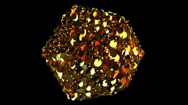 Gold backdrop from many glittering coins, computer generated. 3d rendering luxurious symmetry