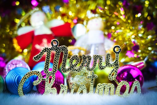 Chrismas doll with Christmas ornaments and decorations