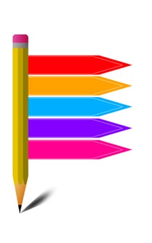 Education and learning infographic with a pencil, 3D rendering