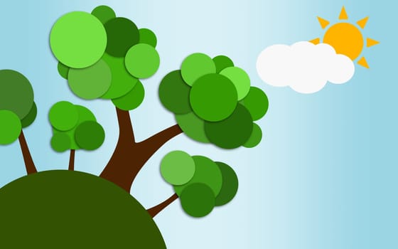 Eco friendly concept with trees, 3D rendering