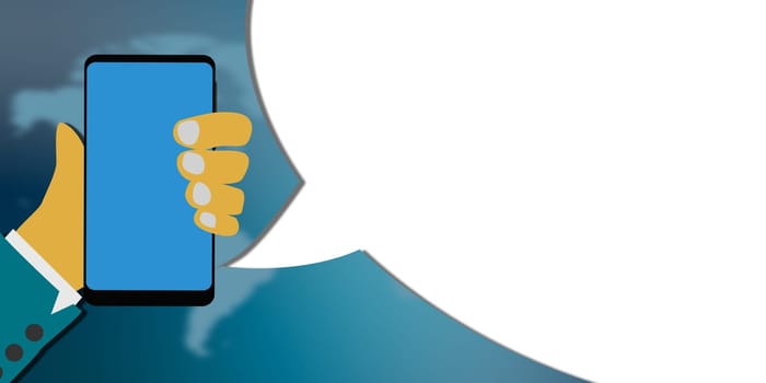 Mobile phone and speak bubble, 3D rendering