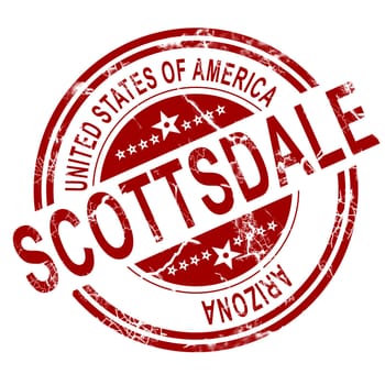 Red Scottsdale stamp with white background, 3D rendering