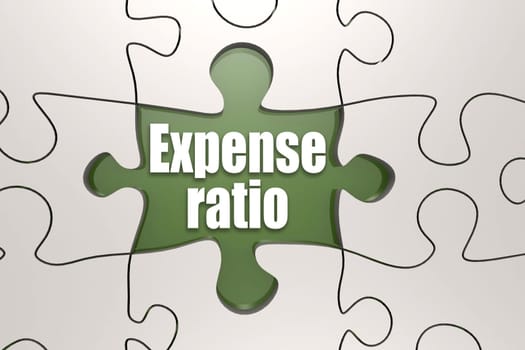 Expense Ratio word on jigsaw puzzle, 3D rendering