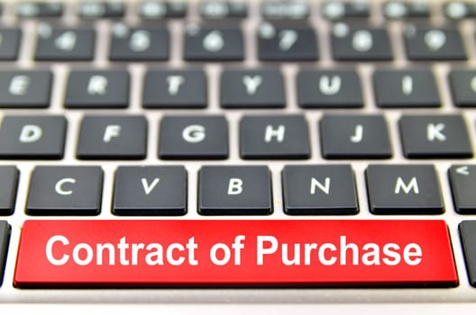 Contract of Purchase word on computer keyboard, 3D rendering