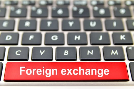 Foreign exchange word on computer keyboard, 3D rendering