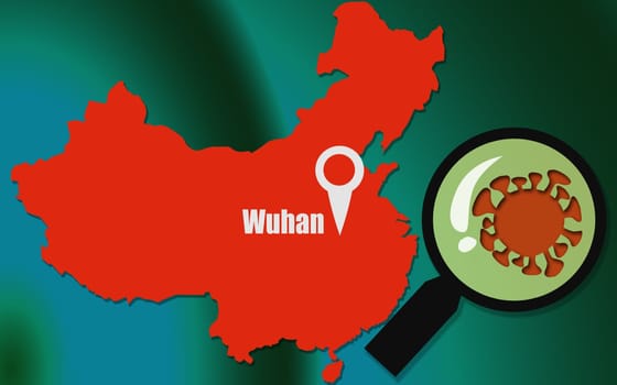 Wuhan coronavirus 2019-nCoV concept. An outbreak occurs in Wuhan, China. 3d rendering