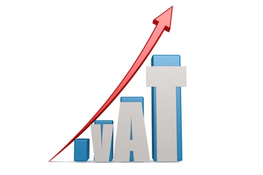 VAT word on the upward graph and red arrow, 3D rendering