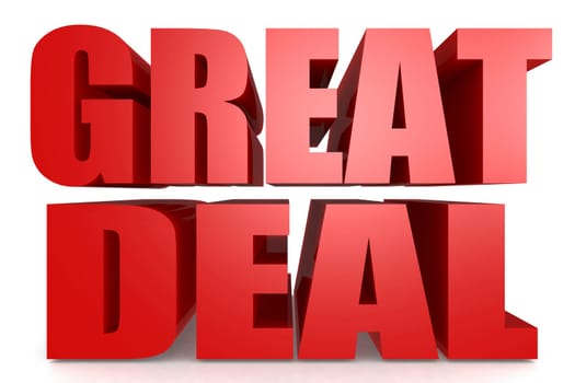 Great deal word isolated on white, 3D rendering