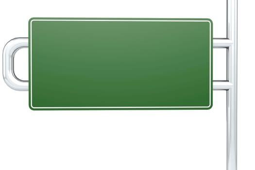 Blank green road sign, 3D rendering