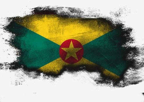 Grenada flag painted with brush on white background, 3D rendering