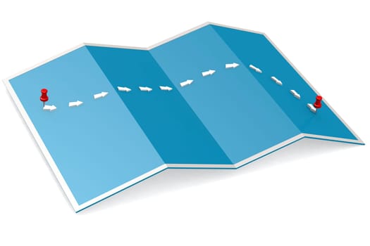 Path from point to point, 3D rendering