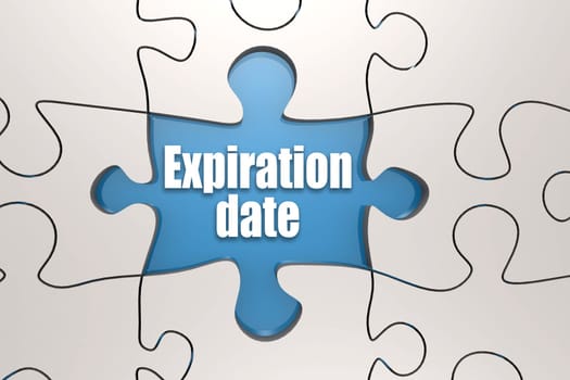 Expiration Date word on jigsaw puzzle, 3D rendering