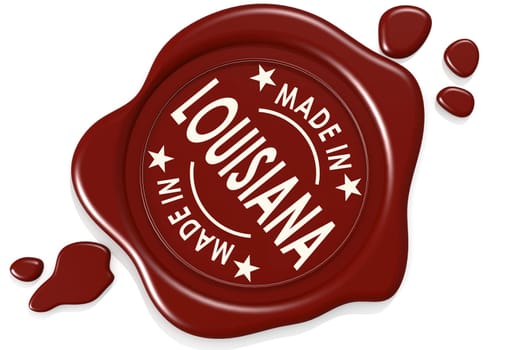 Label seal of made in Louisiana isolated on white background, 3D rendering