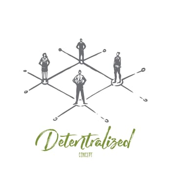Decentralized, people, connected, element, structure concept. Hand drawn people separated concept sketch. Isolated vector illustration.