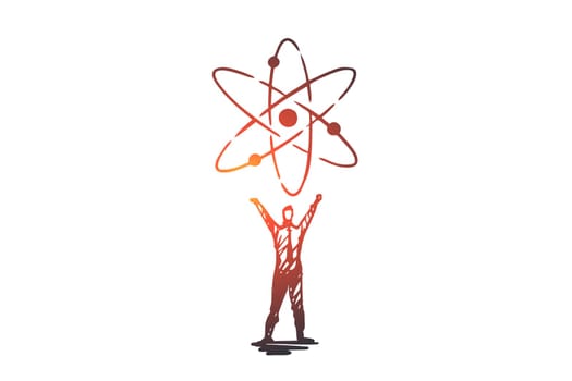 Engineering, gear, industry, technology, worker concept. Hand drawn engineer and system symbol concept sketch. Isolated vector illustration.