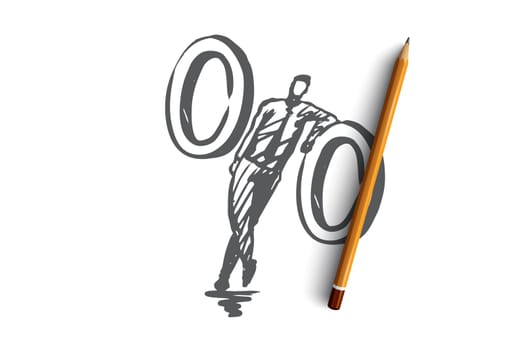 Sale, offer, price, sign, market concept. Hand drawn percent of discount concept sketch. Isolated vector illustration.