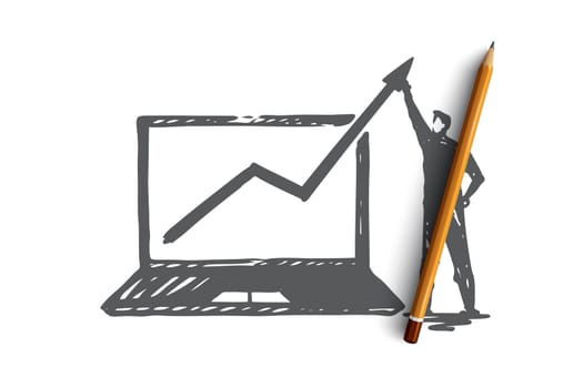 Traffic, internet, web, business, marketing concept. Hand drawn traffic growth concept sketch. Isolated vector illustration.