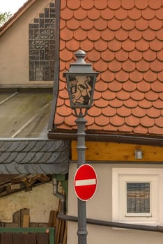 Street lamp in the historic old town of Kronberg im Taunus, Germany