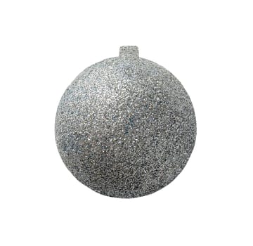 Silver christmas ball with glitter isolated on white background
