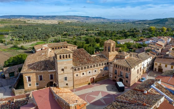 Palace-fortress of the Order of Saint John of Jerusalem, and the church of San Miguel, in the small town of Ambel, Campo de Borja, Aragon, Spain