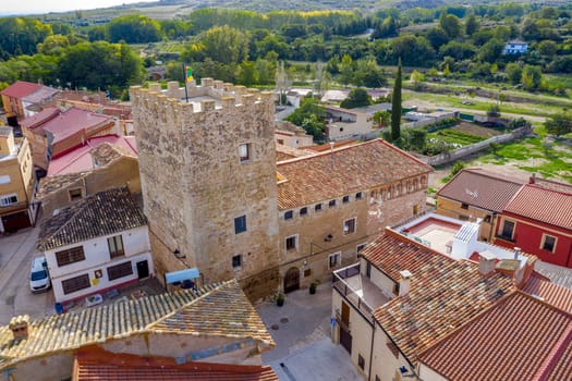 Castle Palace of Bulbuente, in the Campo de Borja region, Zaragoza, Spain, with the Moncayo