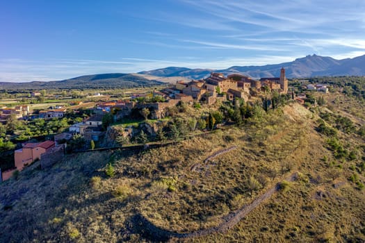 Panoramic aerial view of Alcala de Moncayo Zaragoza Aragon Spain