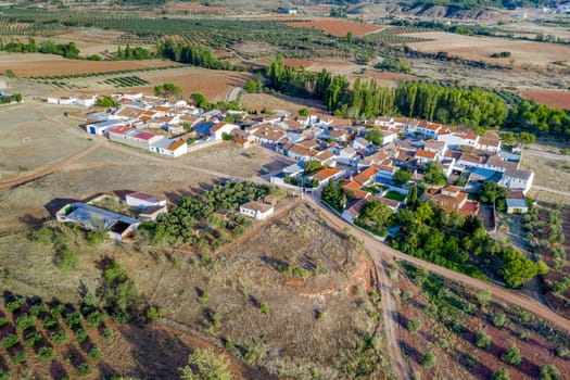 Aerial view of Solanilla belonging to the municipality of Alcaraz, Albacete, within the autonomous community of Castilla-La Mancha, with a census of 25 inhabitants.