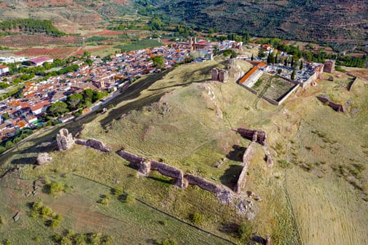 Panorama of the ruins of the historic castle of Alcaraz Albacete, Spain