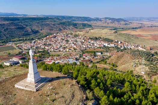 Aerial panoramic view of Alcaraz Albacete Spain, from the Sacred Heart