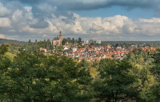 View of the old town and castle of Kronberg im Taunus, Germany