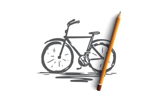 Bike, cycle, ride, wheel, bicycle concept. Hand drawn bike transport for sport concept sketch. Isolated vector illustration.
