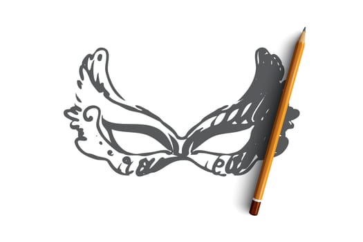 Carnival, mask, festival, party, performance concept. Hand drawn carnival Venice mask concept sketch. Isolated vector illustration.
