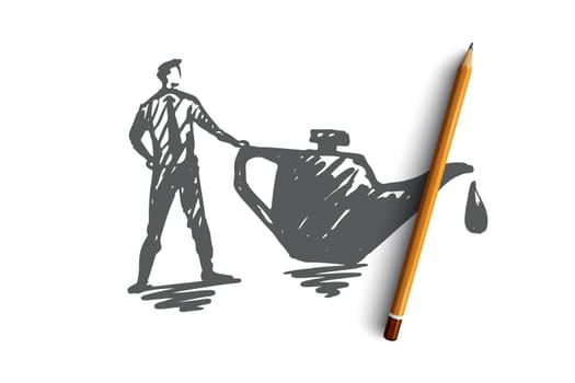 Change, oil, car, auto, service concept. Hand drawn car service, change oil concept sketch. Isolated vector illustration.