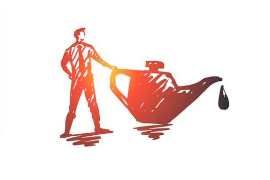 Change, oil, car, auto, service concept. Hand drawn car service, change oil concept sketch. Isolated vector illustration.