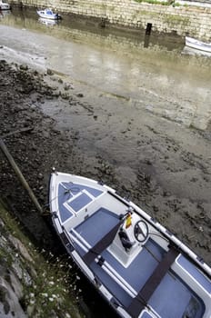 Detail of boats moored in an old dry dock