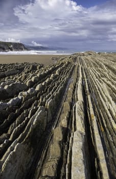 Detail of famous rock formation on a beach, erosion and nature, tourist attraction