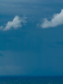 Dark blue clouds and sea. storm, dramatic seascape