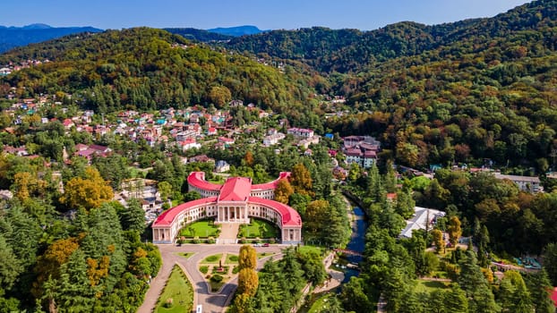 The building of balneotherapy hospital Matsesta. Health resort Matsesta. aerial view