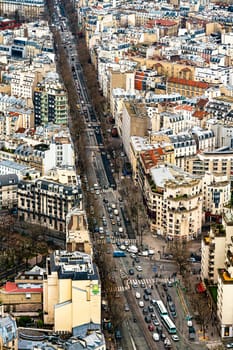 Aerial panoramic view of Paris city center