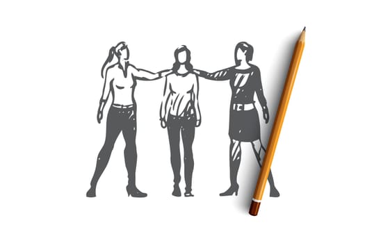 Communication, people, discussion, talk, conversation concept. Hand drawn people communicate in real life concept sketch. Isolated vector illustration.