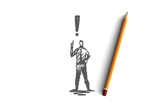 Confidence, success, man, leadership, strong concept. Hand drawn self-confident businessman concept sketch. Isolated vector illustration.