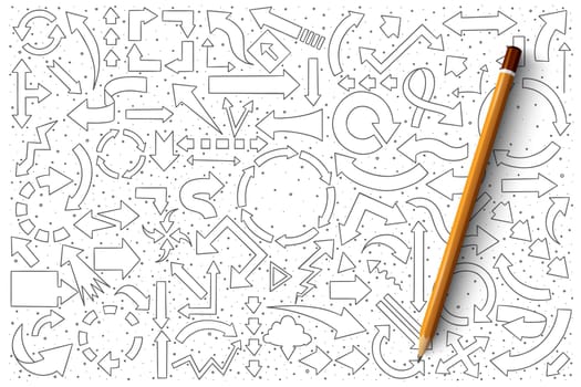 Hand drawn set of arrows vector doodles