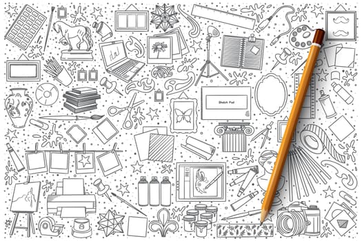 Hand drawn set of Art vector doodles